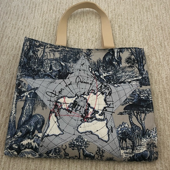 Dior Beach Tote Bag with Map and Animal Print - Picture 3 of 8